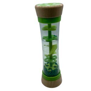 Hape Wooden Beaded Rainmaker Toddler Toy Green Sensory Development Raindrops 8"